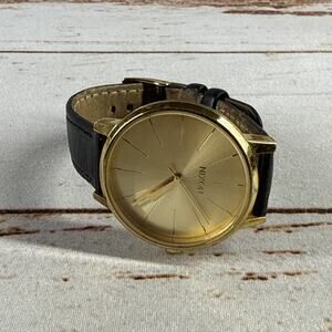 Nixon The Kensington Gold Tone Black Leather Strap Ladies Watch A108501